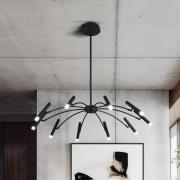 LED-hængelampe Secret, sort, Ø 80 cm, metal, 10 lyskilder.