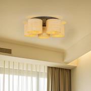 Loftlampe Jovin med fem rattan skærme