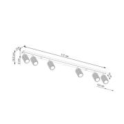 Loftspot carbon, hvid, længde 117 cm, aluminium, 6 lyskilder.