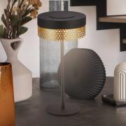 Akku-bordlampe Booha, sort, metal, IP44, dæmpbar