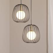 Hængelampe Bell, 2 lyskilder, sort/guld/hvid