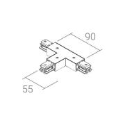Ivela T-forbinder SQUARE 48 V, sort, beskyttelsesleder til højre