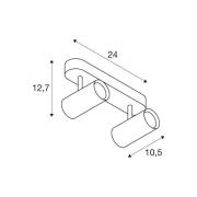 SLV LED-loftspot Noblo, sort, 3.000 K, længde 24 cm