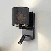 Lindby væglampe Aiden, 30 cm, sort, LED-læselampe, E14