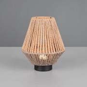 LED-bordlampe Lira, brun, papirgarn, højde 22 cm