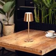 LED-bordlampe med batteri Roxi, kobberfarvet, metal, IP54, dæmper