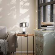 Bordlampe Flick, røggrå, glas, 28 cm, dæmpbar, E14