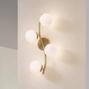 Lindby væglampe Josiana, opal/messing, 48 cm, kugle, glas