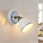Lindby spotlight Eneas, højde 16 cm, hvid, 1 lyskilde, keramik