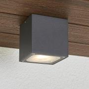 Lucande LED-loftlampe Tanea, 10x10 cm, mørkegrå, IP54