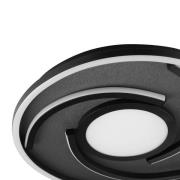 LED-loftlampe Hardy, Ø 35 cm, sort mat, metal/stof