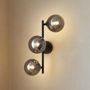 Lindby væglampe Orbelia, sort, 3 lyskilder, glas, G9