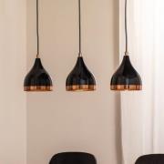 Hængelampe Yildo, længde 65 cm, sort/kobber, metal