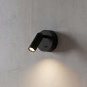 Ideal Lux LED-vægspot Bean, Ø 7 cm, sort metal/glas