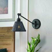 Væglampe Arti, sort/sort, rattan, stål