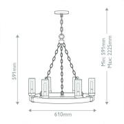 Lysekrone Collier, 5 lyskilder, sort, stål, glas, E27