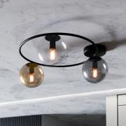 Loftlampe Ascella, 3 lyskilder, sort/farvet