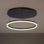 Lucande LED-loftlampe Orven, sort/træ, Ø50 cm, dæmpbar