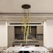 Hængelampe Selter, guldfarvet, 17-flammet, metal