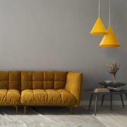 Hængelampe Cono, 1 lyskilde, Ø 25 cm, gul, E27