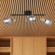 Loftslampe Lindita, 3 lyskilder, glas, røggrå, E14