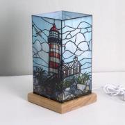 LED-bordlampe Art Light Leuchtturm, træfod, akryl, farverig