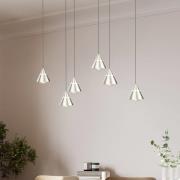 LED-hængelampe Romeo, længde 75 cm, nikkelfarvet metal, 6 lyskilder.