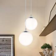 Paulmann hængelampe Globe, hvid satineret/krom Ø 20 cm IP44