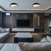 LED-loftslampe Boop! Ø37 cm sort/guld