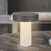 LED-batteridrevet bordlampe Bito, antracit/hvid, højde 20 cm, IP44