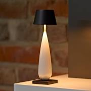LED-batteridrevet bordlampe Thala, hvid/sort, IP65, 24 cm