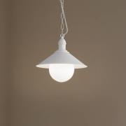 Udendørs hængelampe Enduro, hvid, stål, glas, IP44, E27