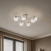 Loftlampe Zoe, beige, længde 72 cm, 6 lyskilder, glas, E14