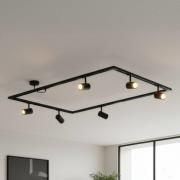 Lindby skinnesystem Linaro, GU10, 6 lyskilder, sort, O-form