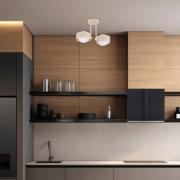 Loftlampe Mado, beige, 2 lyskilder, højde 24 cm, stål/glas