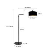 Gulvlampe Bloeba, sort-guldfarvet, højde 165 cm, chintz