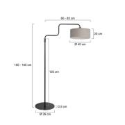 Gulvlampe Bloeba, sort/mudderfarvet, højde 165 cm, chintz