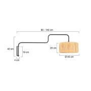 Væglampe Bloeba, sort/brun, udhæng 140 cm, tang