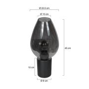 Bordlampe Bloeba, sort/røggrå, Ø 22 cm, glasdråbe
