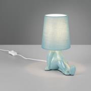 Bordlampe Huma, blå, højde 25 cm, tekstil/keramik, E14
