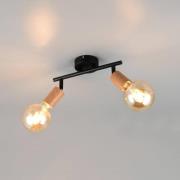 Loftlampe Lamego, sort, længde 35 cm, 2 lyskilder, metal