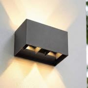 Lindby udendørs LED-væglampe Nivar, sort, 4 lyskilder, 20 cm, IP54
