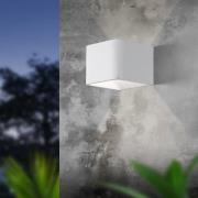 Udendørs LED-væglampe Doninni 1, hvid, bredde 13 cm, 2 lyskilder