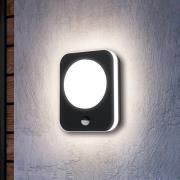 Madriz udendørs LED-væglampe, sort, bredde 23 cm, sensor