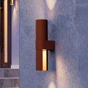 udendørs LED-væglampe Montelauro, rustfarvet, højde 32 cm, metal