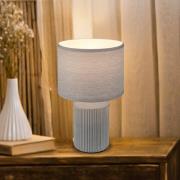 Bordlampe Ino, grå, keramik, tekstil, E27