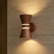 Lucande LED-udendørs væglampe Meravi, brun, 2 lyskilder, IP44