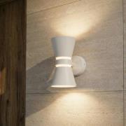 Lucande LED-udendørs væglampe Meravi, hvid, 2 lyskilder, IP44