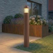 Lucande LED-gadelampe Skagena, brun, højde 90 cm, IP54
