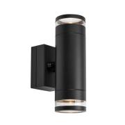 udendørs LED-væglampe Luno, sort, 2 lyskilder, IP65, dæmpbar